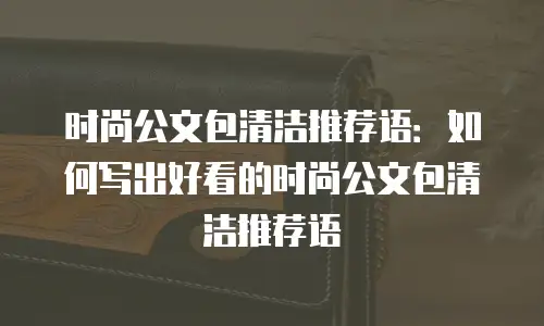 时尚公文包清洁推荐语：如何写出好看的时尚公文包清洁推荐语