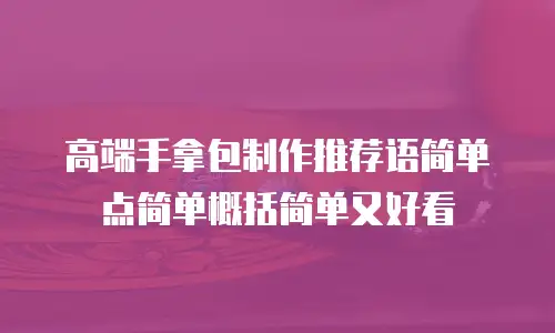 高端手拿包制作推荐语简单点简单概括简单又好看