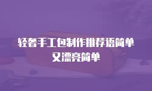 轻奢手工包制作推荐语简单又漂亮简单