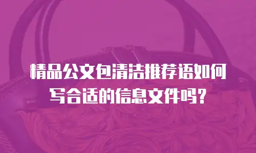 精品公文包清洁推荐语如何写合适的信息文件吗？