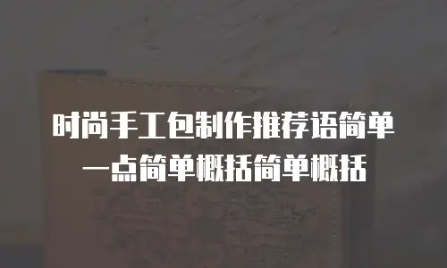 时尚手工包制作推荐语简单一点简单概括简单概括