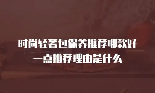 时尚轻奢包保养推荐哪款好一点推荐理由是什么