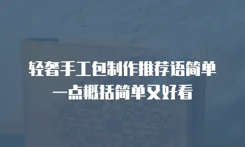 轻奢手工包制作推荐语简单一点概括简单又好看