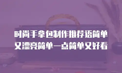 时尚手拿包制作推荐语简单又漂亮简单一点简单又好看