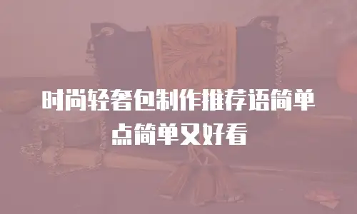 时尚轻奢包制作推荐语简单点简单又好看