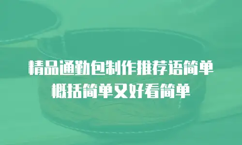 精品通勤包制作推荐语简单概括简单又好看简单