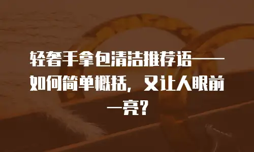 轻奢手拿包清洁推荐语&mdash;&mdash;如何简单概括，又让人眼前一亮？