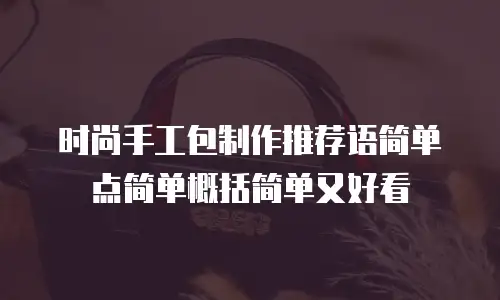 时尚手工包制作推荐语简单点简单概括简单又好看