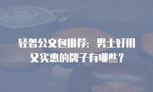 轻奢公文包推荐：男士好用又实惠的牌子有哪些？