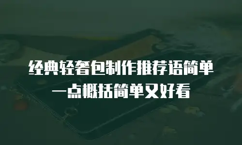 经典轻奢包制作推荐语简单一点概括简单又好看