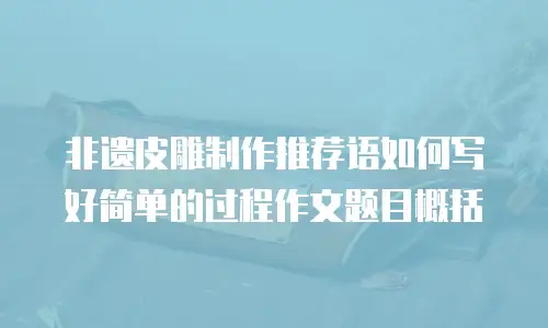 非遗皮雕制作推荐语如何写好简单的过程作文题目概括