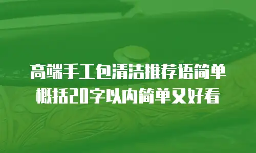 高端手工包清洁推荐语简单概括20字以内简单又好看