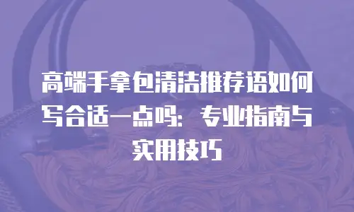 高端手拿包清洁推荐语如何写合适一点吗：专业指南与实用技巧