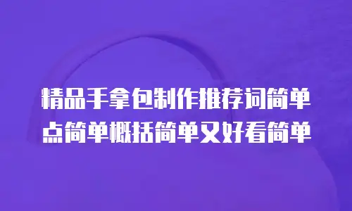 精品手拿包制作推荐词简单点简单概括简单又好看简单
