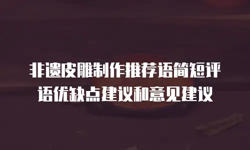 非遗皮雕制作推荐语简短评语优缺点建议和意见建议