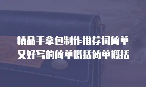 精品手拿包制作推荐词简单又好写的简单概括简单概括