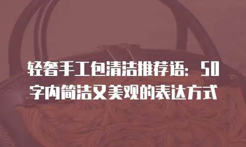 轻奢手工包清洁推荐语：50字内简洁又美观的表达方式