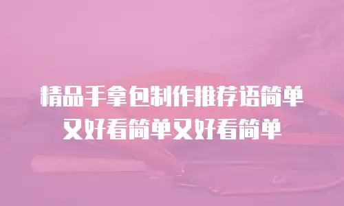 精品手拿包制作推荐语简单又好看简单又好看简单