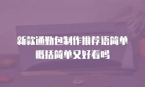 新款通勤包制作推荐语简单概括简单又好看吗