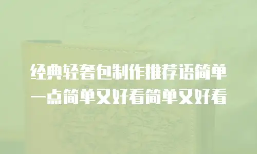 经典轻奢包制作推荐语简单一点简单又好看简单又好看