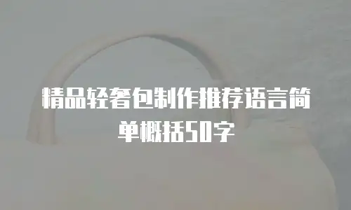 精品轻奢包制作推荐语言简单概括50字