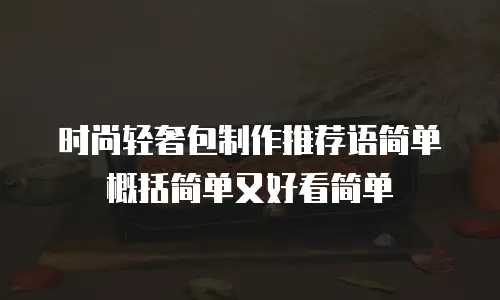 时尚轻奢包制作推荐语简单概括简单又好看简单