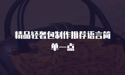 精品轻奢包制作推荐语言简单一点