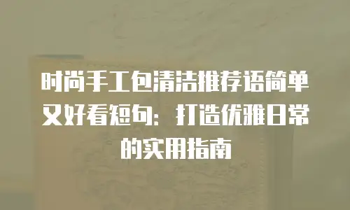 时尚手工包清洁推荐语简单又好看短句：打造优雅日常的实用指南