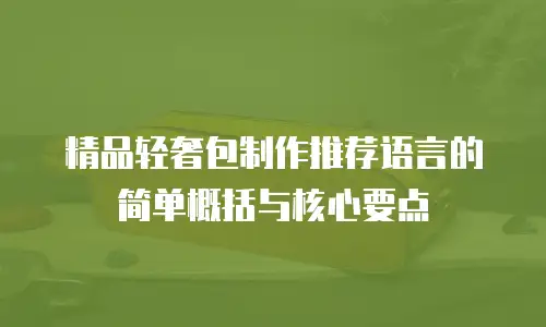 精品轻奢包制作推荐语言的简单概括与核心要点