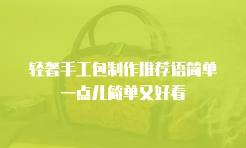 轻奢手工包制作推荐语简单一点儿简单又好看