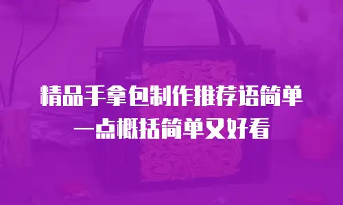 精品手拿包制作推荐语简单一点概括简单又好看