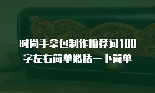 时尚手拿包制作推荐词100字左右简单概括一下简单