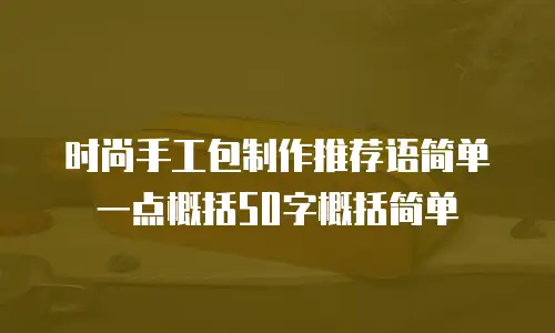 时尚手工包制作推荐语简单一点概括50字概括简单