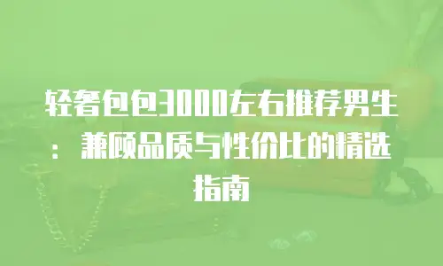 轻奢包包3000左右推荐男生：兼顾品质与性价比的精选指南