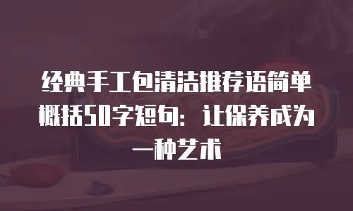 经典手工包清洁推荐语简单概括50字短句：让保养成为一种艺术