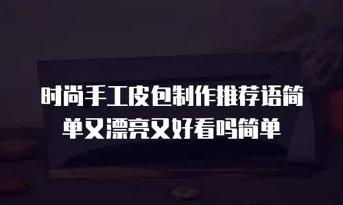 时尚手工皮包制作推荐语简单又漂亮又好看吗简单