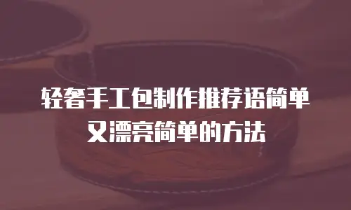 轻奢手工包制作推荐语简单又漂亮简单的方法