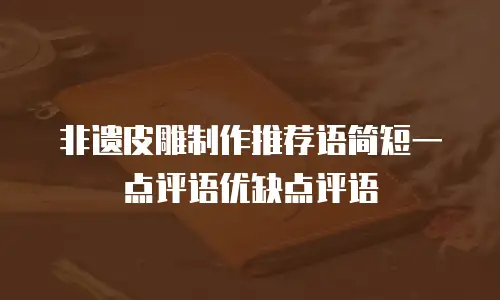 非遗皮雕制作推荐语简短一点评语优缺点评语
