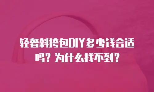 轻奢斜挎包DIY多少钱合适吗？为什么找不到？