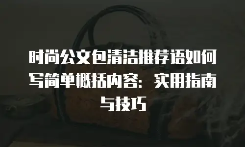 时尚公文包清洁推荐语如何写简单概括内容：实用指南与技巧
