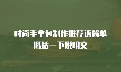 时尚手拿包制作推荐语简单概括一下说明文