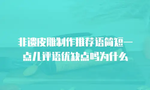 非遗皮雕制作推荐语简短一点儿评语优缺点吗为什么