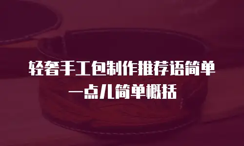 轻奢手工包制作推荐语简单一点儿简单概括