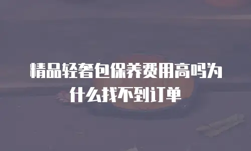 精品轻奢包保养费用高吗为什么找不到订单