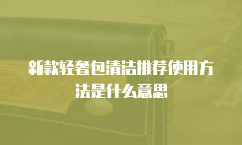 新款轻奢包清洁推荐使用方法是什么意思