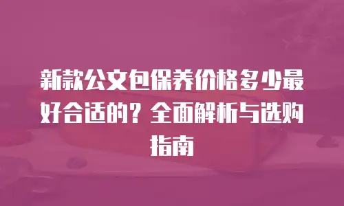 新款公文包保养价格多少最好合适的？全面解析与选购指南