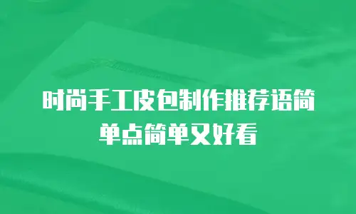 时尚手工皮包制作推荐语简单点简单又好看