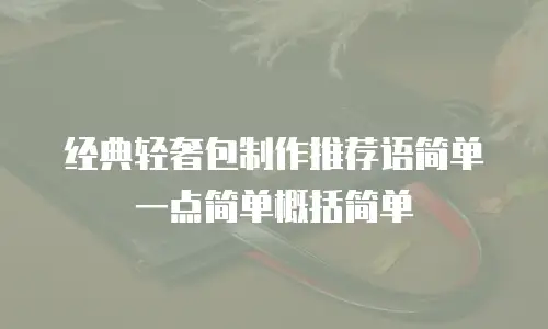 经典轻奢包制作推荐语简单一点简单概括简单