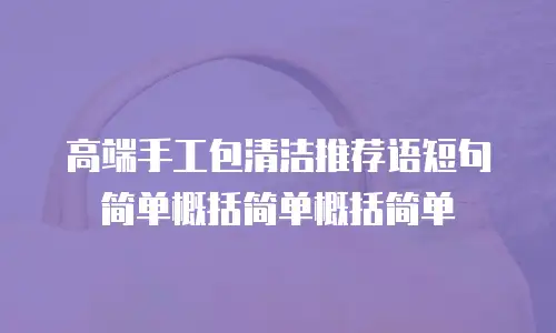 高端手工包清洁推荐语短句简单概括简单概括简单