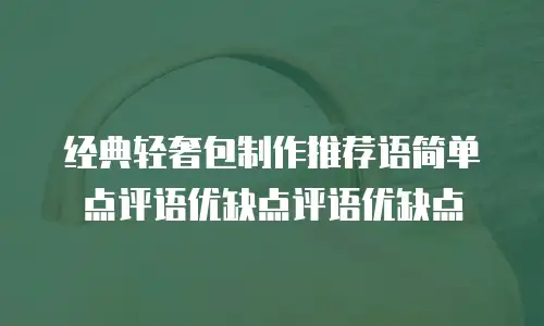 经典轻奢包制作推荐语简单点评语优缺点评语优缺点